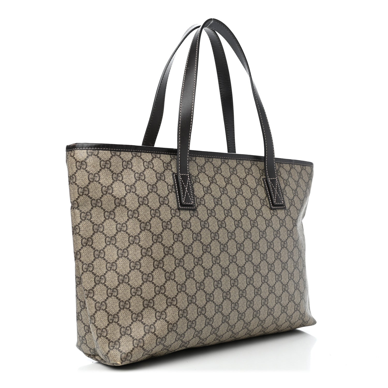 Gucci GG Supreme Monogram Medium Zippered Shopping Tote Dark Brown 2 of 9