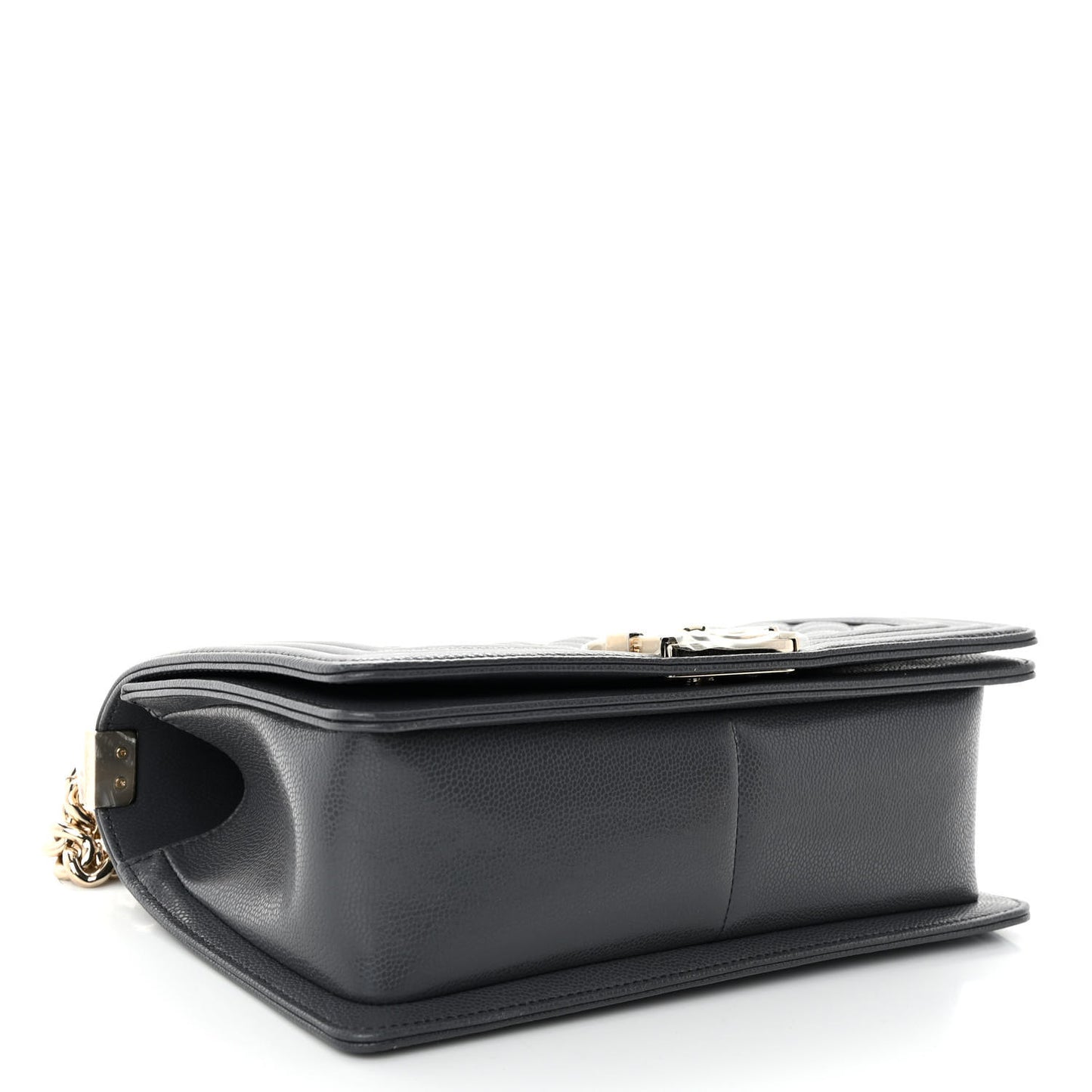 Caviar Quilted Medium Boy Flap Dark Grey