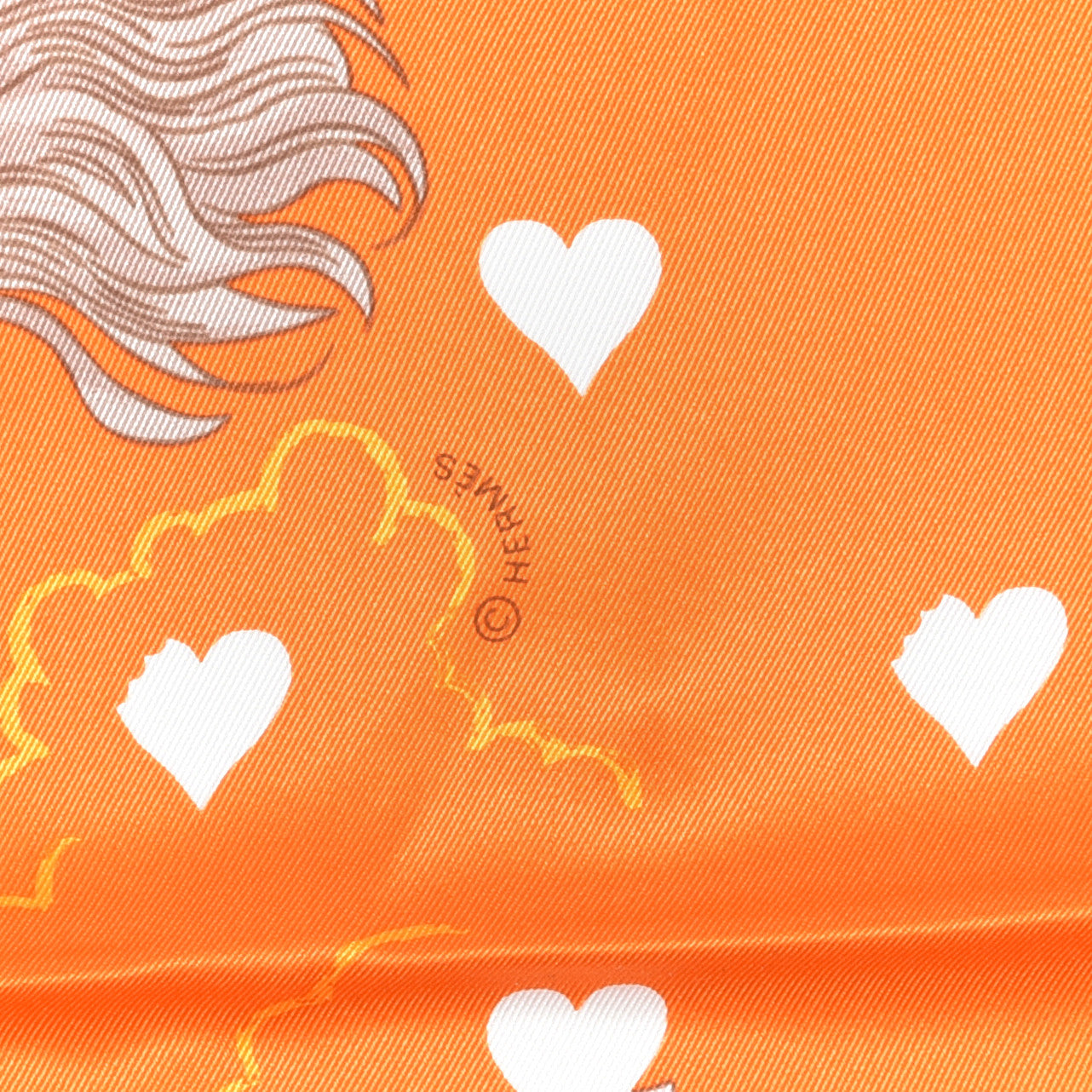 Silk Tea Time Scarf 70 Orange Gris White