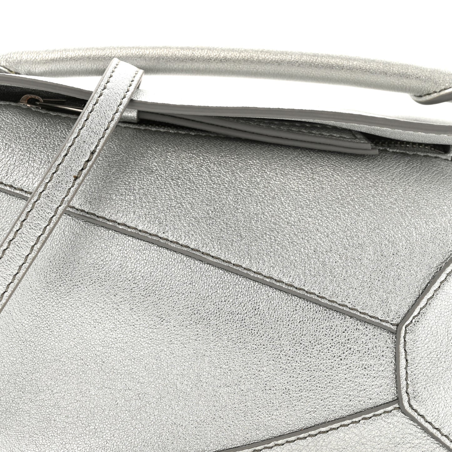 Laminated Lambskin Mini Puzzle Edge Bag Silver