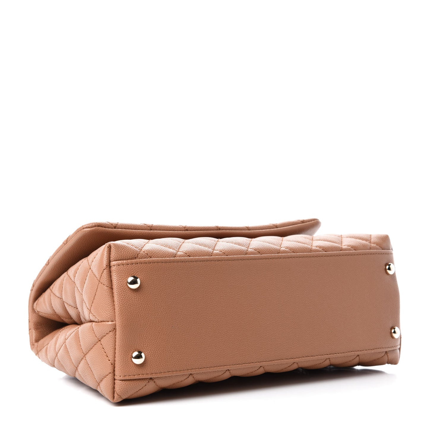 Caviar Quilted Lizard Embossed Small Coco Handle Flap Brown