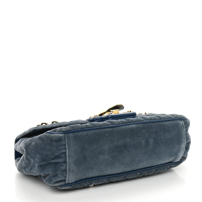 Dolce & Gabbana Velvet Watersnake Embellished Quilted Lucia Shoulder Bag Blue 4 of 11