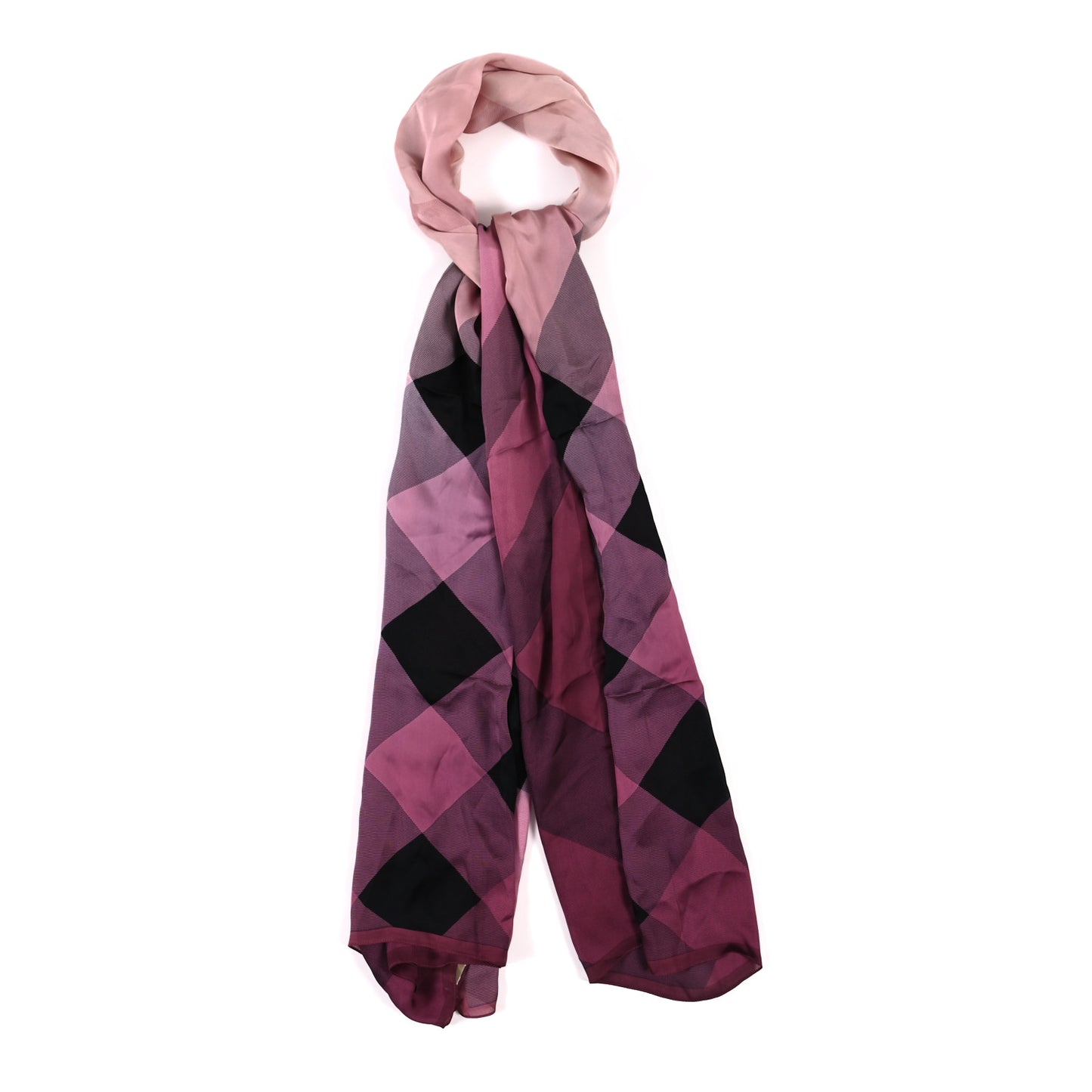 Silk Mega Check Scarf Ash Rose