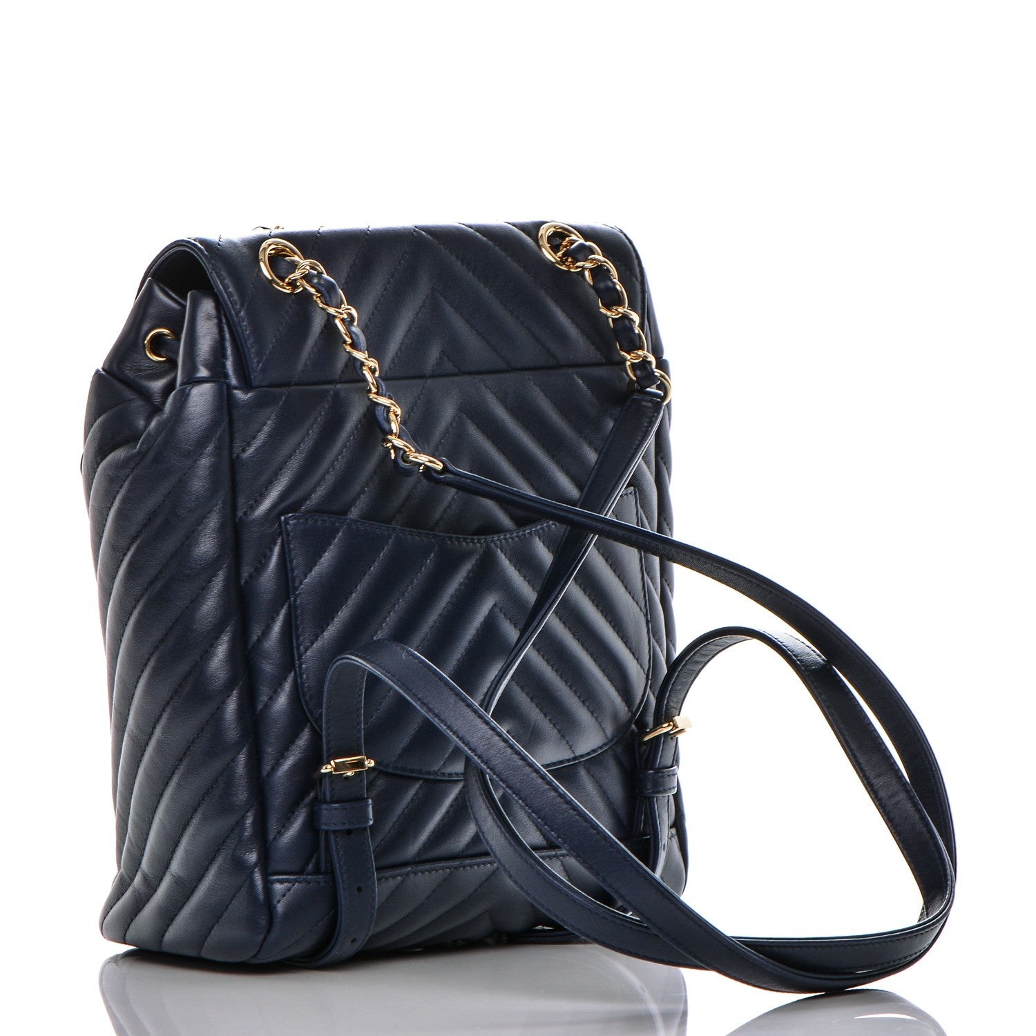 Chanel Calfskin Chevron Quilted Small Urban Spirit Backpack Navy 3 of 7
