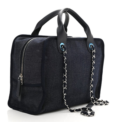 Chanel Denim Deauville Bowling Bag Dark Blue 2 of 9