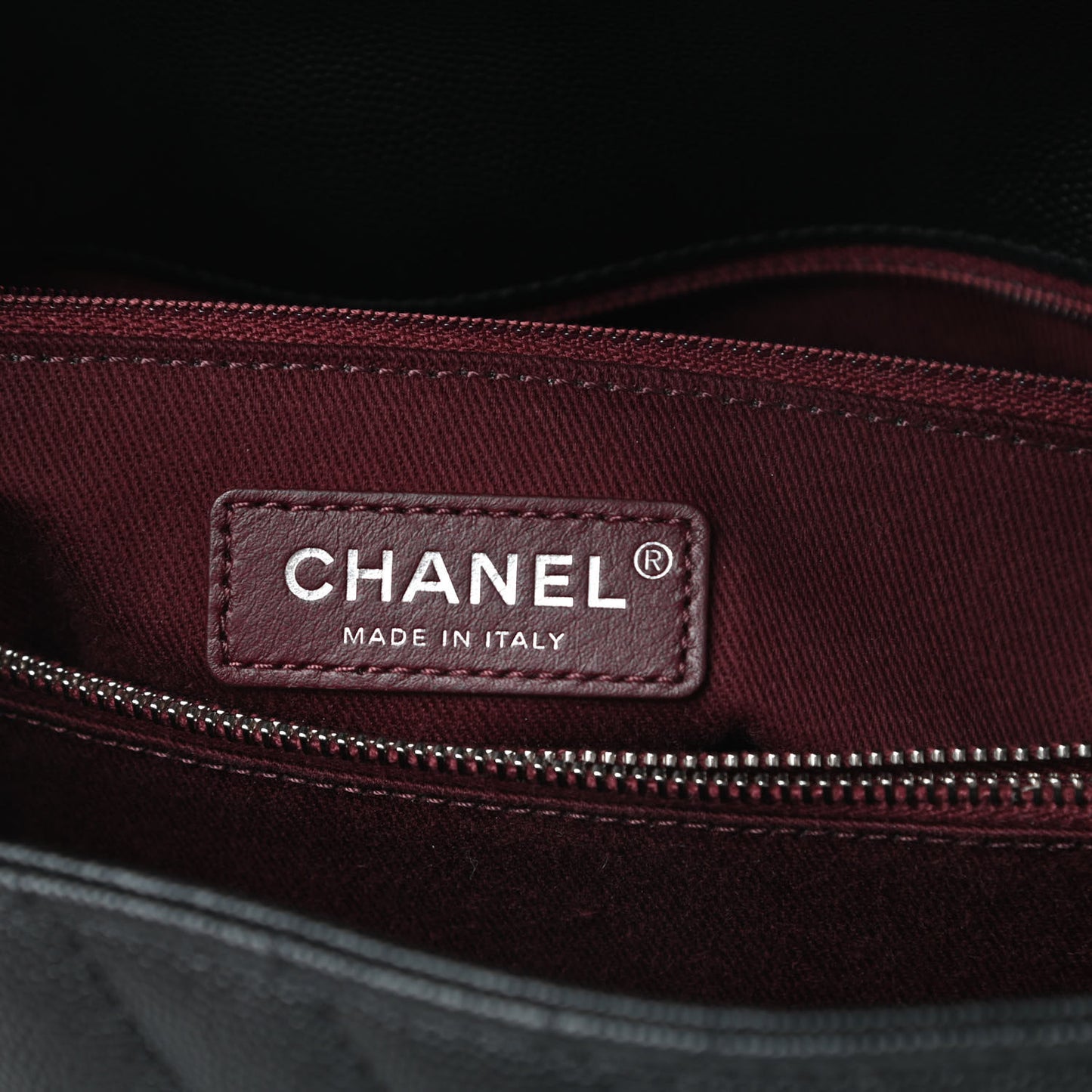 Caviar Chevron Quilted Medium Coco Handle Flap Black