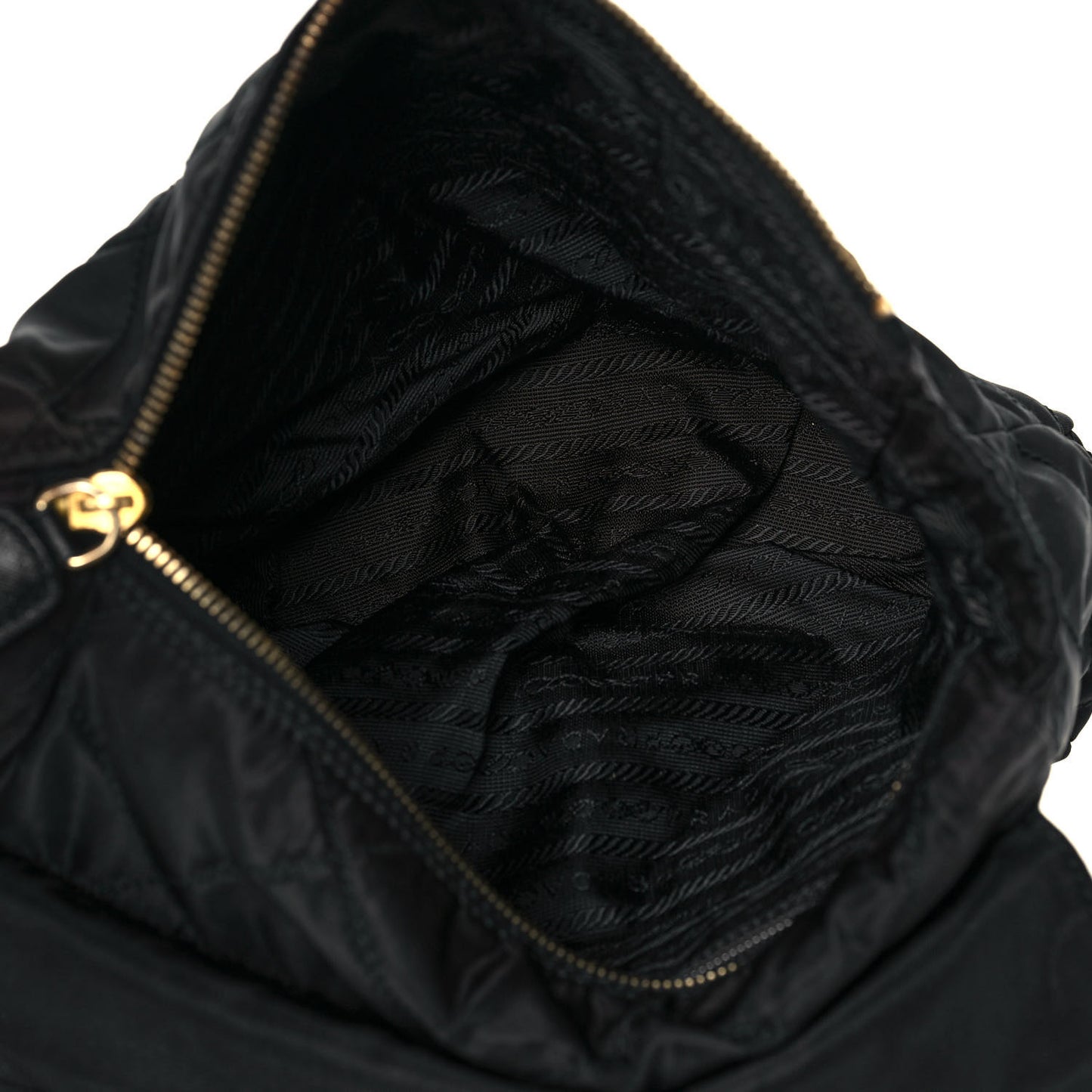 Nylon Tessuto Impuntu Quilted Flap Shoulder Bag Black