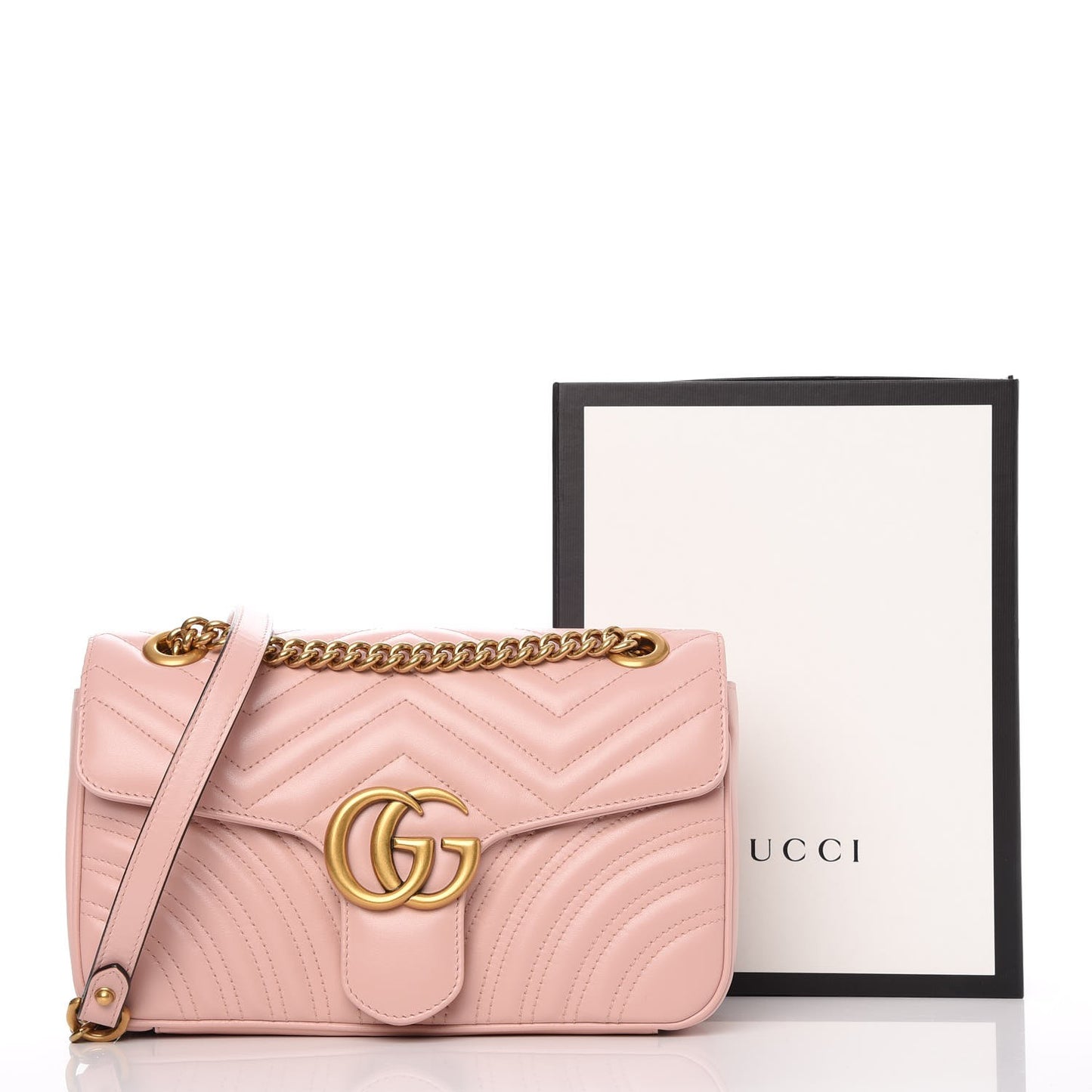 Calfskin Matelasse Small GG Marmont Shoulder Bag Perfect Pink