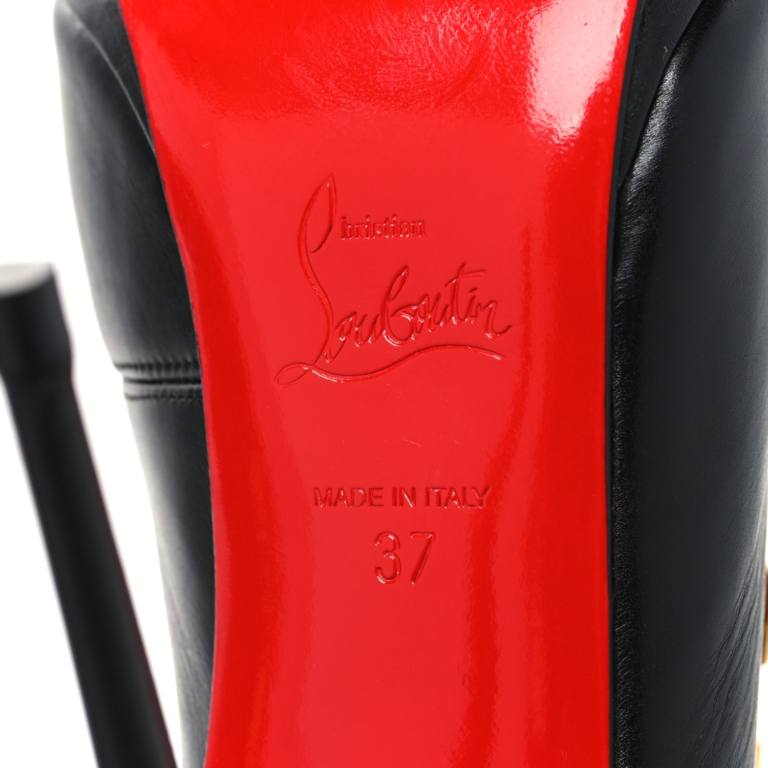 Christian Louboutin Shiny Calfskin Troubida 120 Lace Up Pumps 37 Black Gold 6 of 8