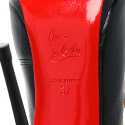 Christian Louboutin Shiny Calfskin Troubida 120 Lace Up Pumps 37 Black Gold 6 of 8
