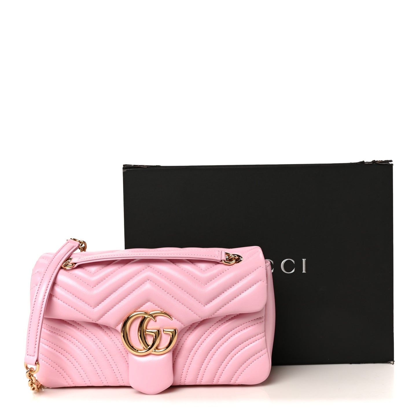 Lambskin Matelasse Medium GG Marmont Shoulder Bag Light Pink