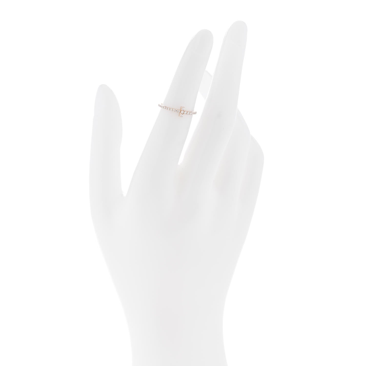 Tiffany 18K Rose Gold Diamond T Wire Pave Ring 48 4.5 2 of 4