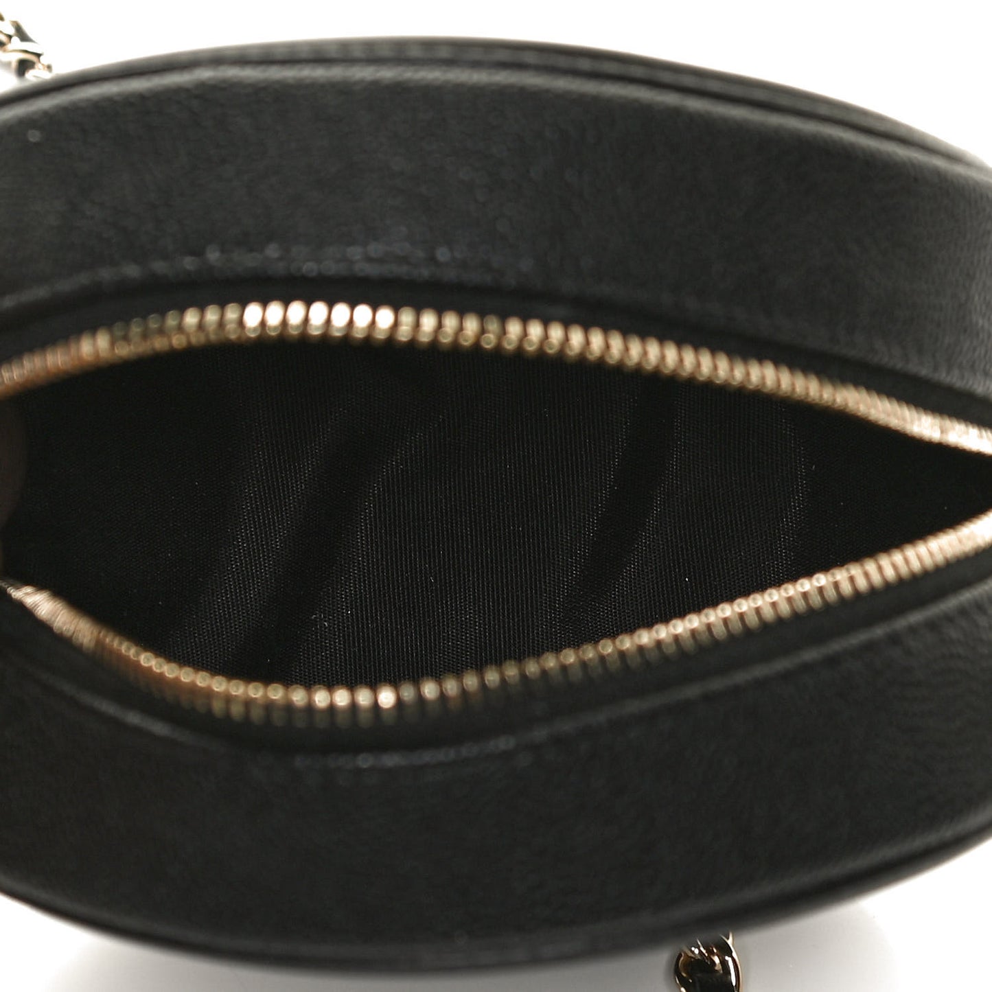 Caviar Quilted Round Filigree Crossbody Black