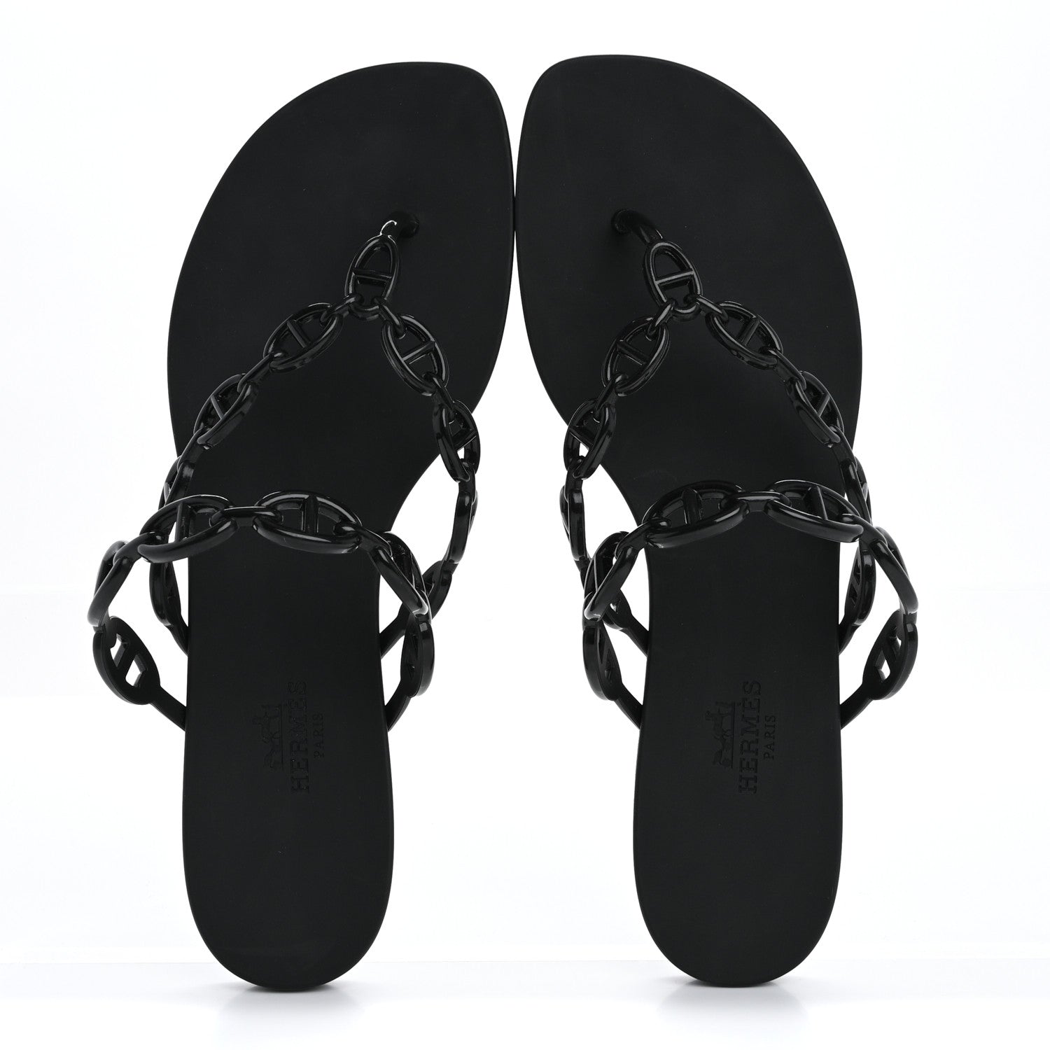 Hermes Rubber Chaine d'Ancre Island Sandals 39 Black 2 of 9