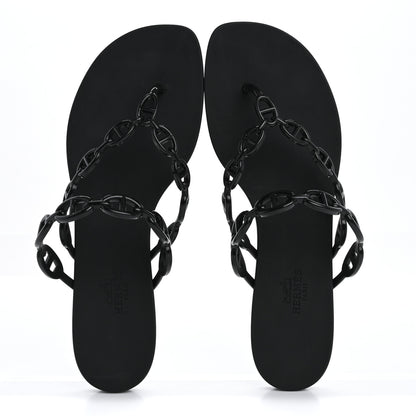 Hermes Rubber Chaine d'Ancre Island Sandals 39 Black 2 of 9