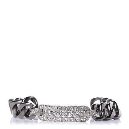 Chanel Crystal CC Chain Link Choker Necklace Dark Silver 1 of 4