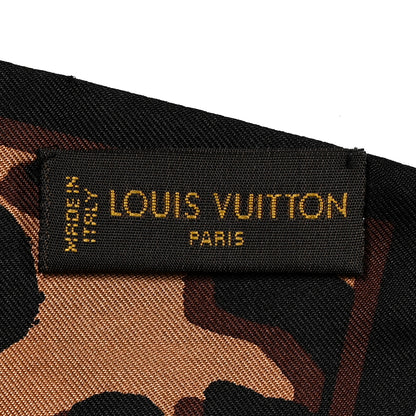 Louis Vuitton Silk Leopard Bandeau Scarf Marron 3 of 4