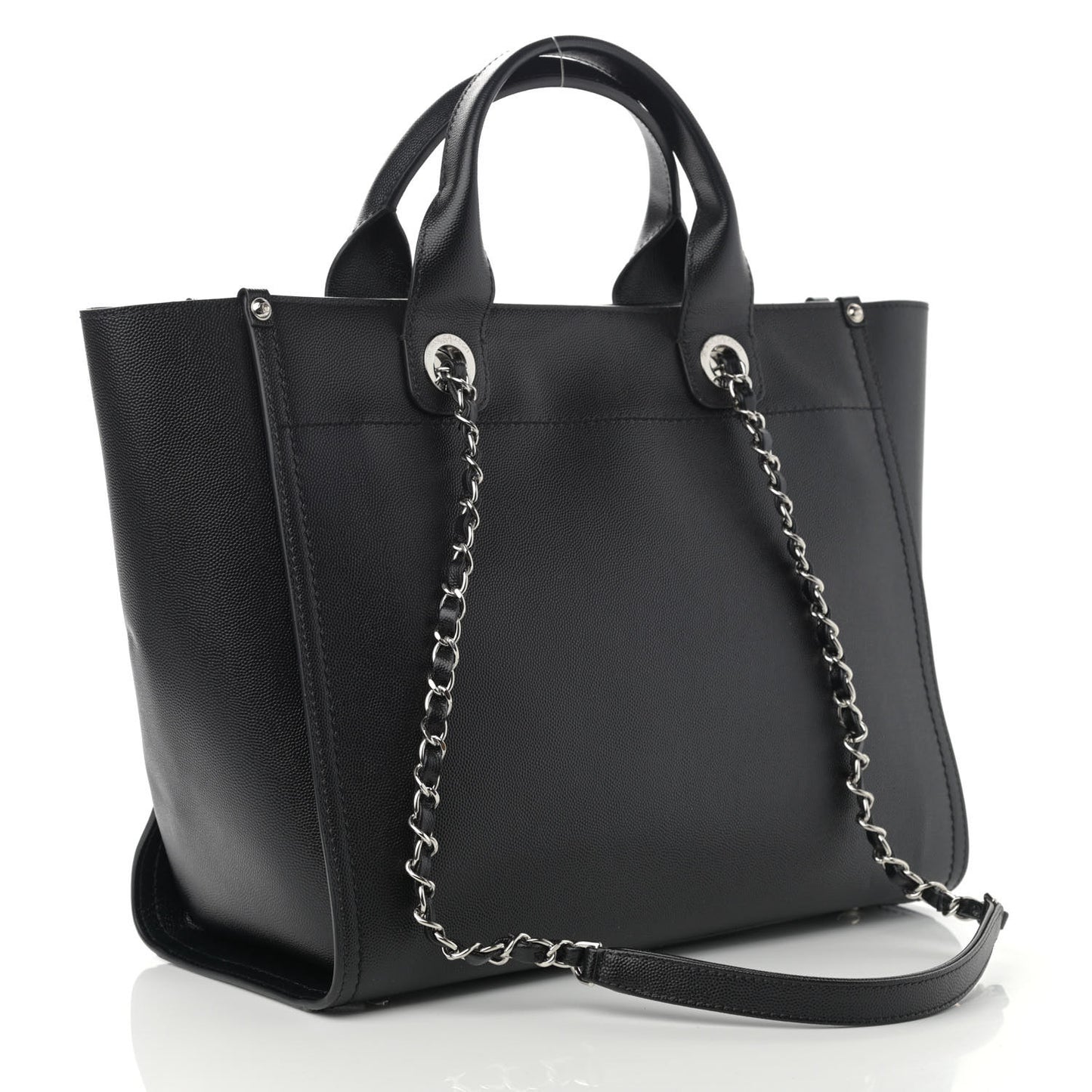 Caviar Small Studded Deauville Tote Black