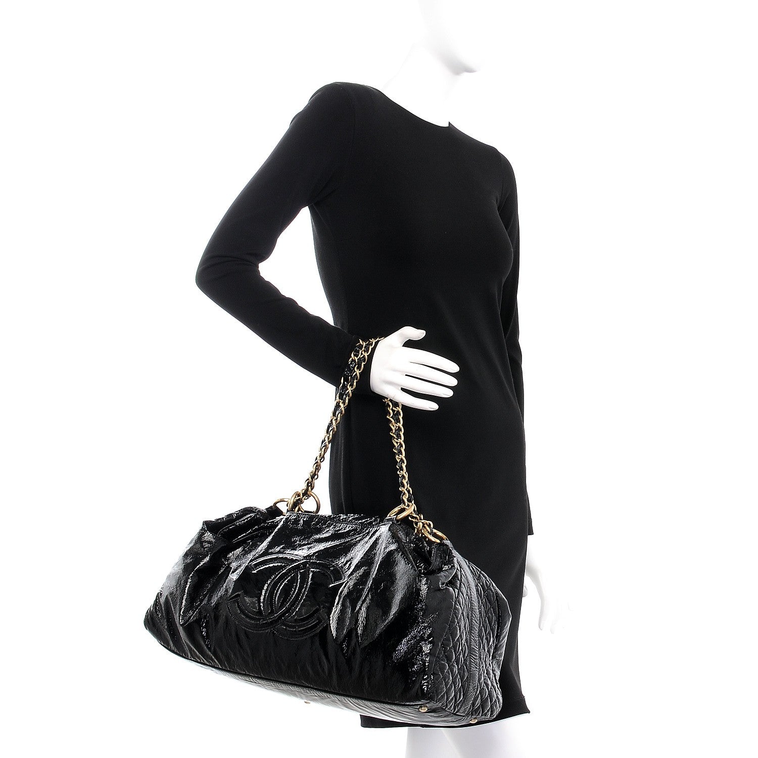 Chanel Vinyl Rock and Chain XL Bowler Black 2 of 6