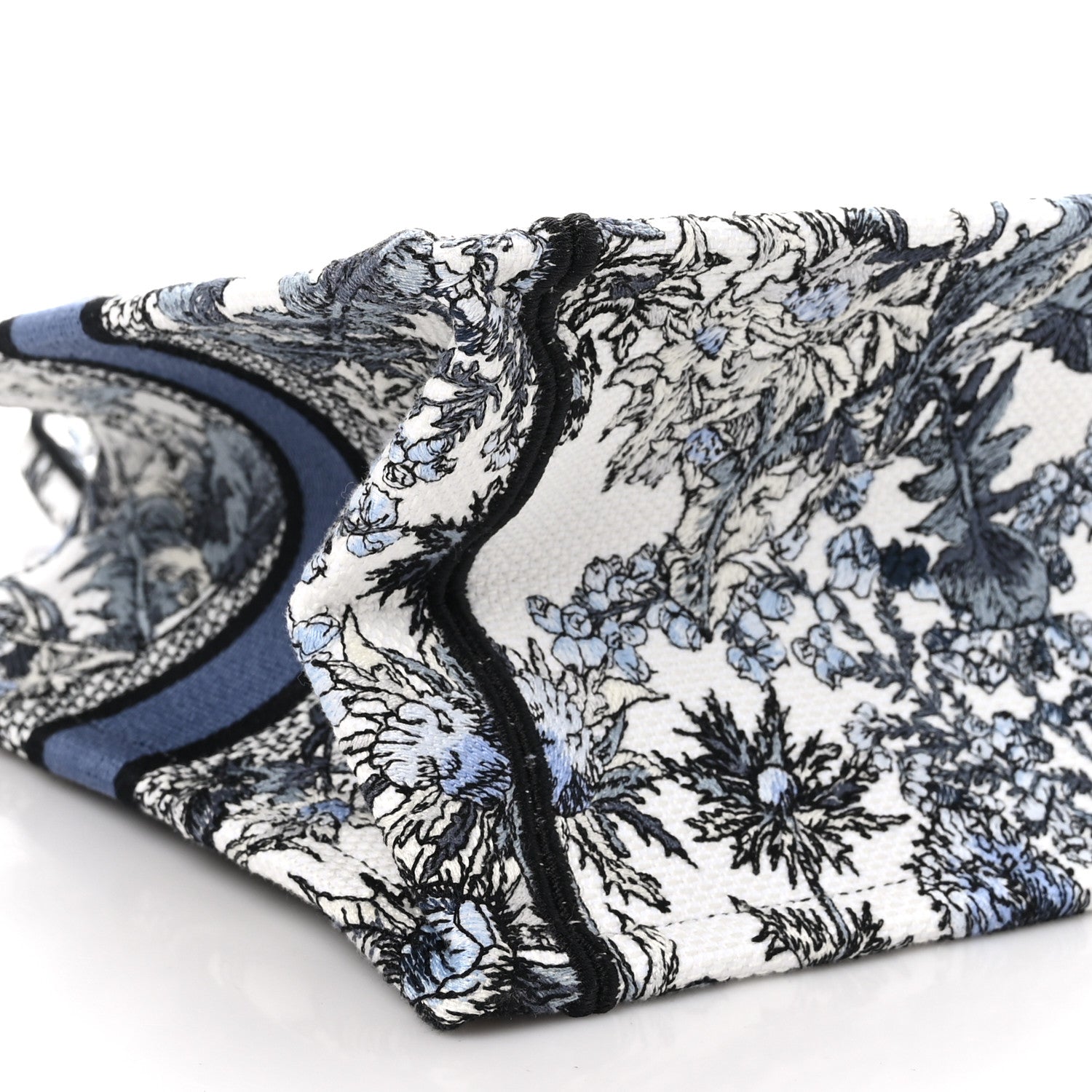 Christian Dior Canvas Embroidered Chardons Toile De Jouy Small Book Tote White Blue 9 of 10