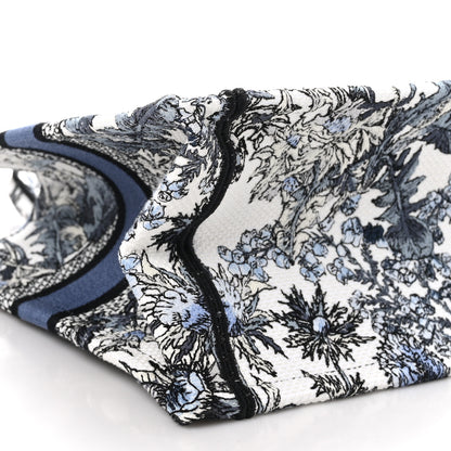 Christian Dior Canvas Embroidered Chardons Toile De Jouy Small Book Tote White Blue 9 of 10