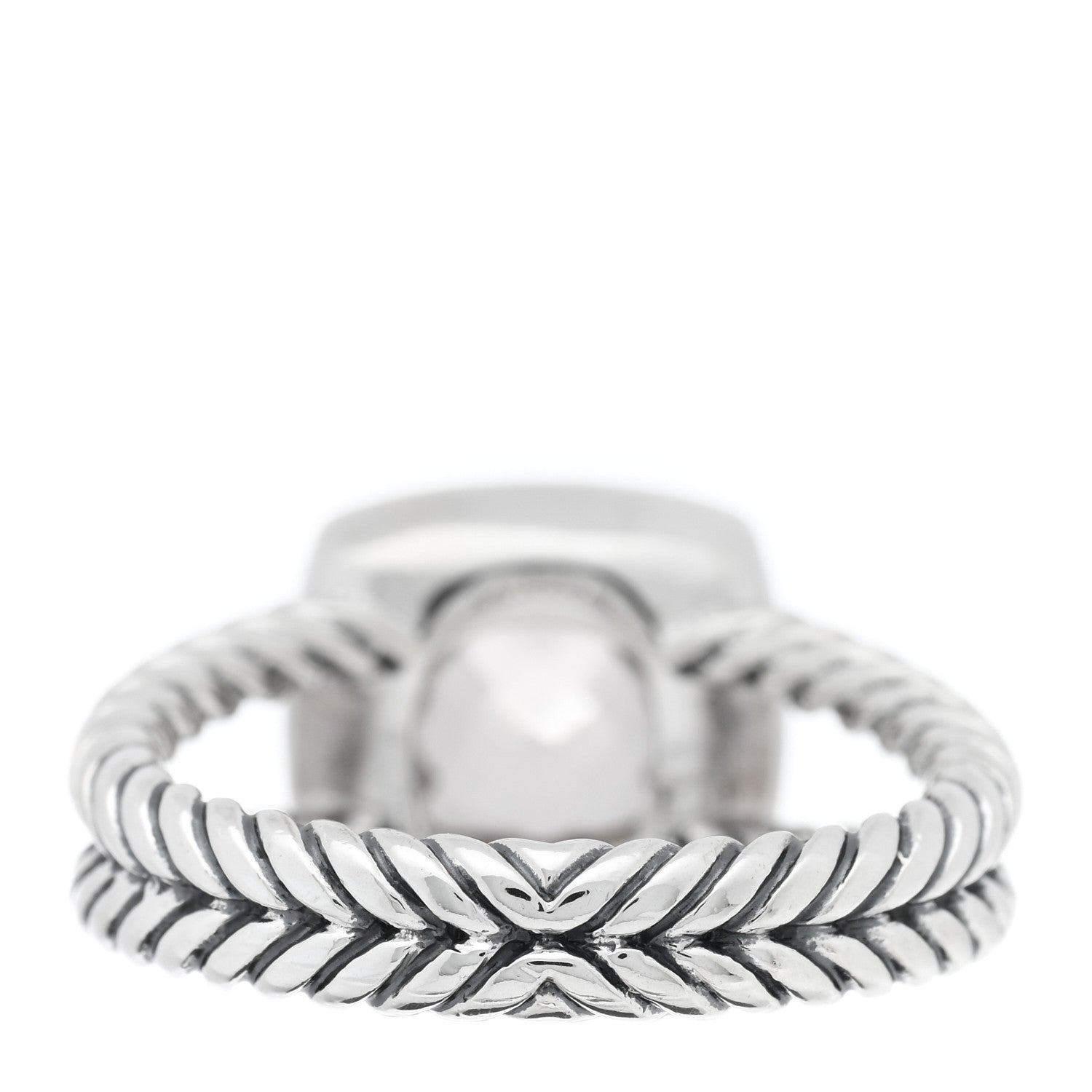 David Yurman Sterling Silver Diamond Morganite 7mm Petite Albion Ring 52 6 3 of 5