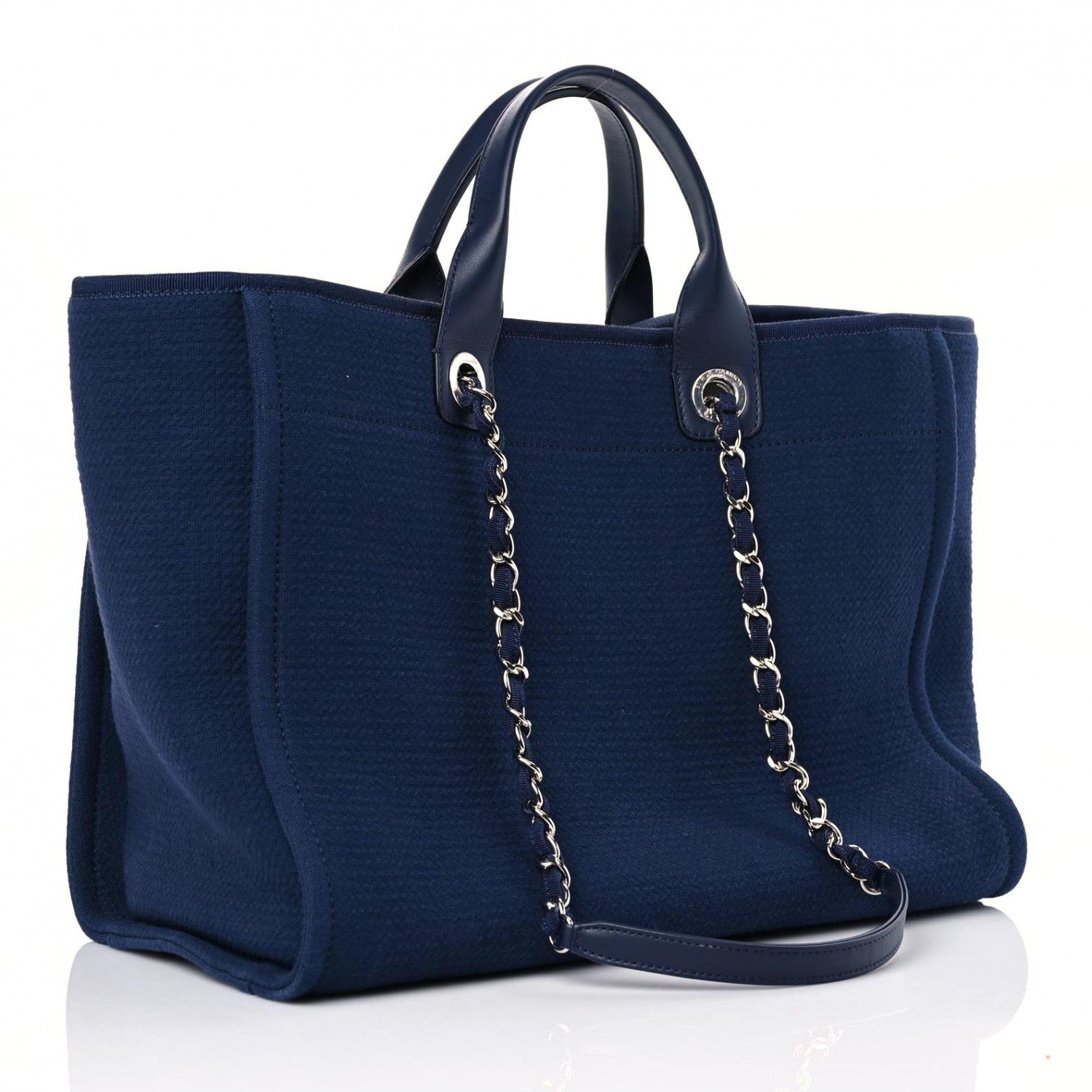 Chanel Mixed Fibers Calfskin Medium Deauville Tote Dark Blue 4 of 14