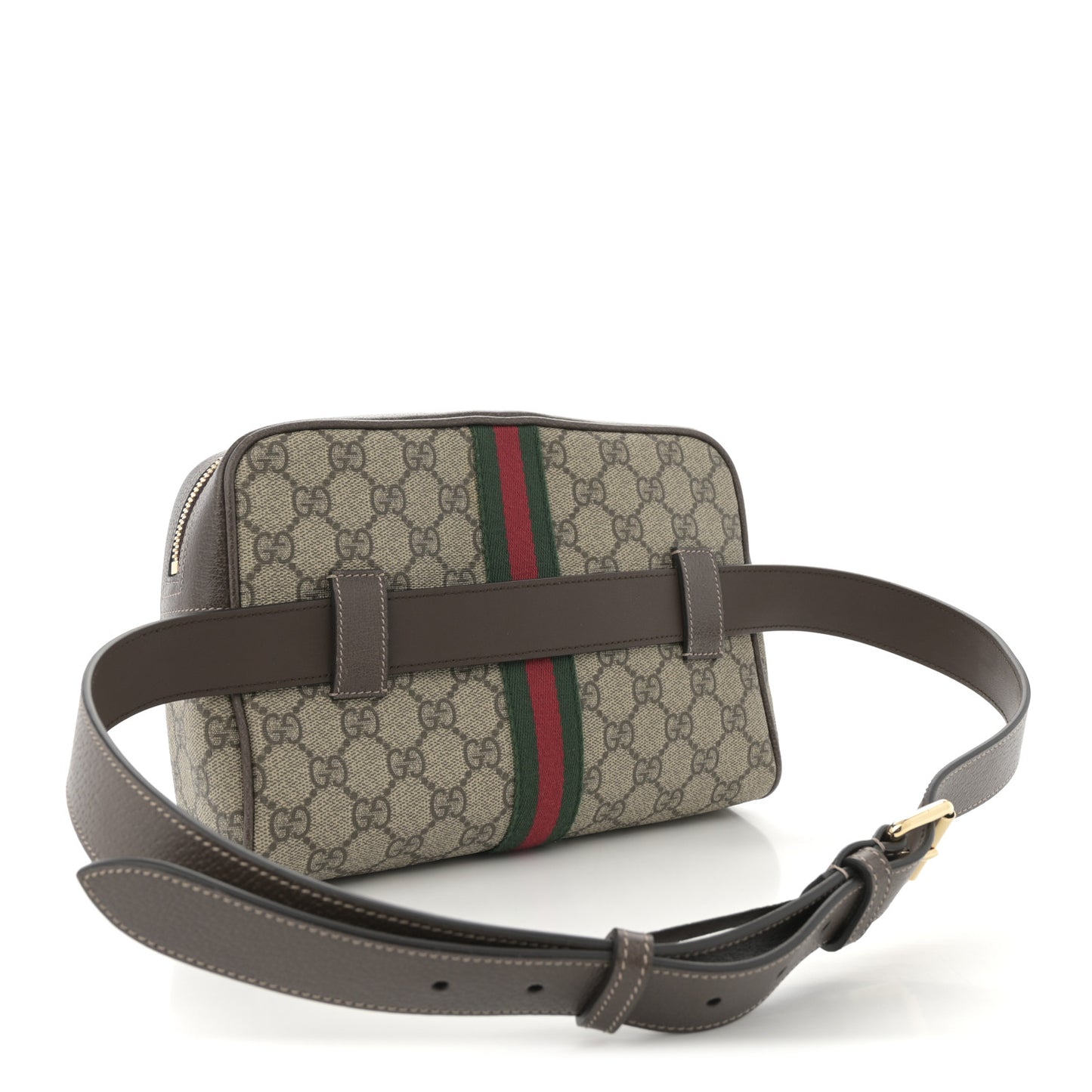 GG Supreme Monogram Web Small Ophidia Belt Bag 95 38 Dark Brown