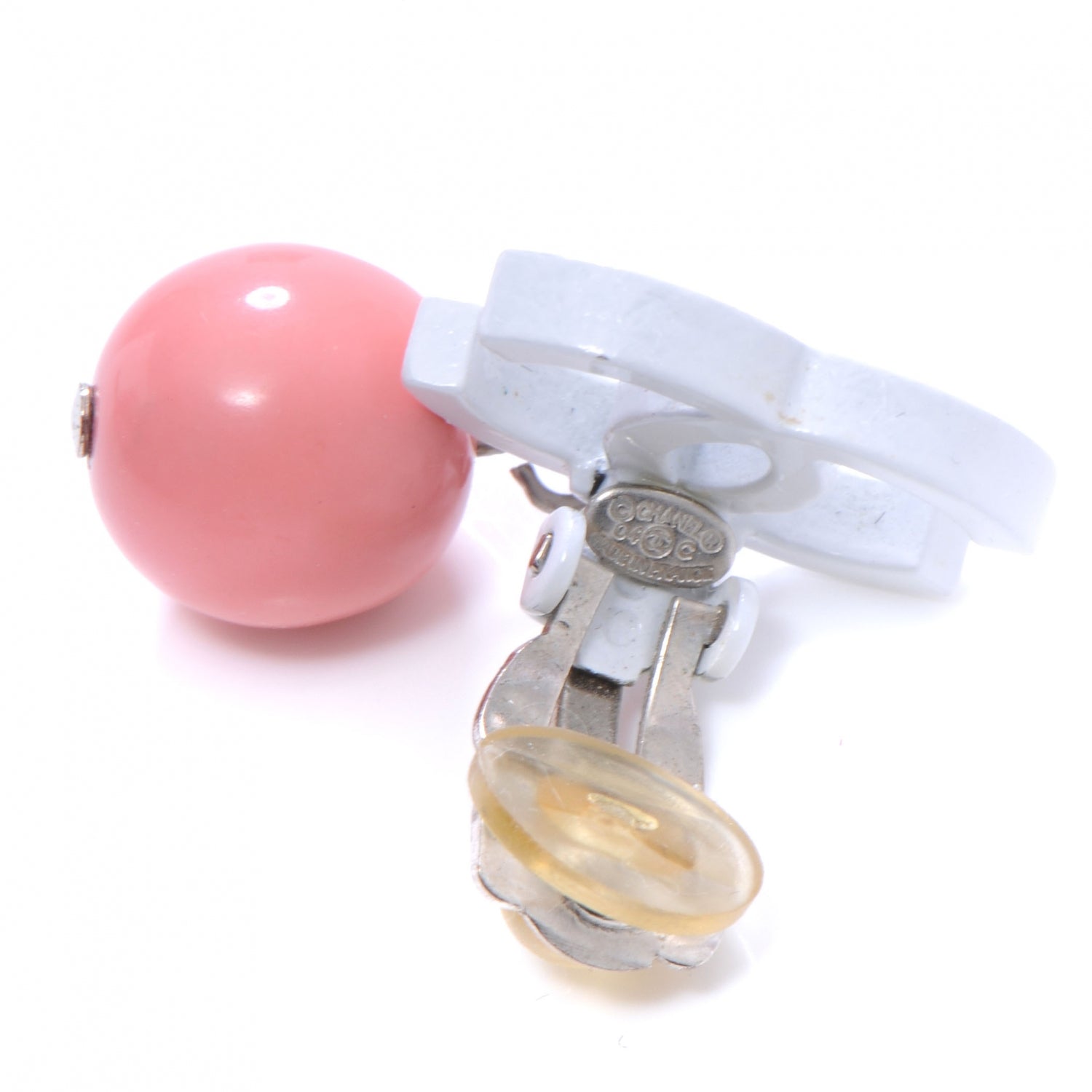 Chanel Resin CC Dangle Earrings Pink White 3 of 3