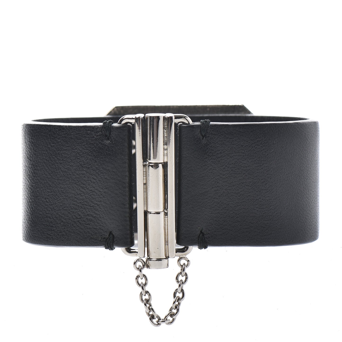 Calfskin Crystal CC Cuff Bracelet M Black