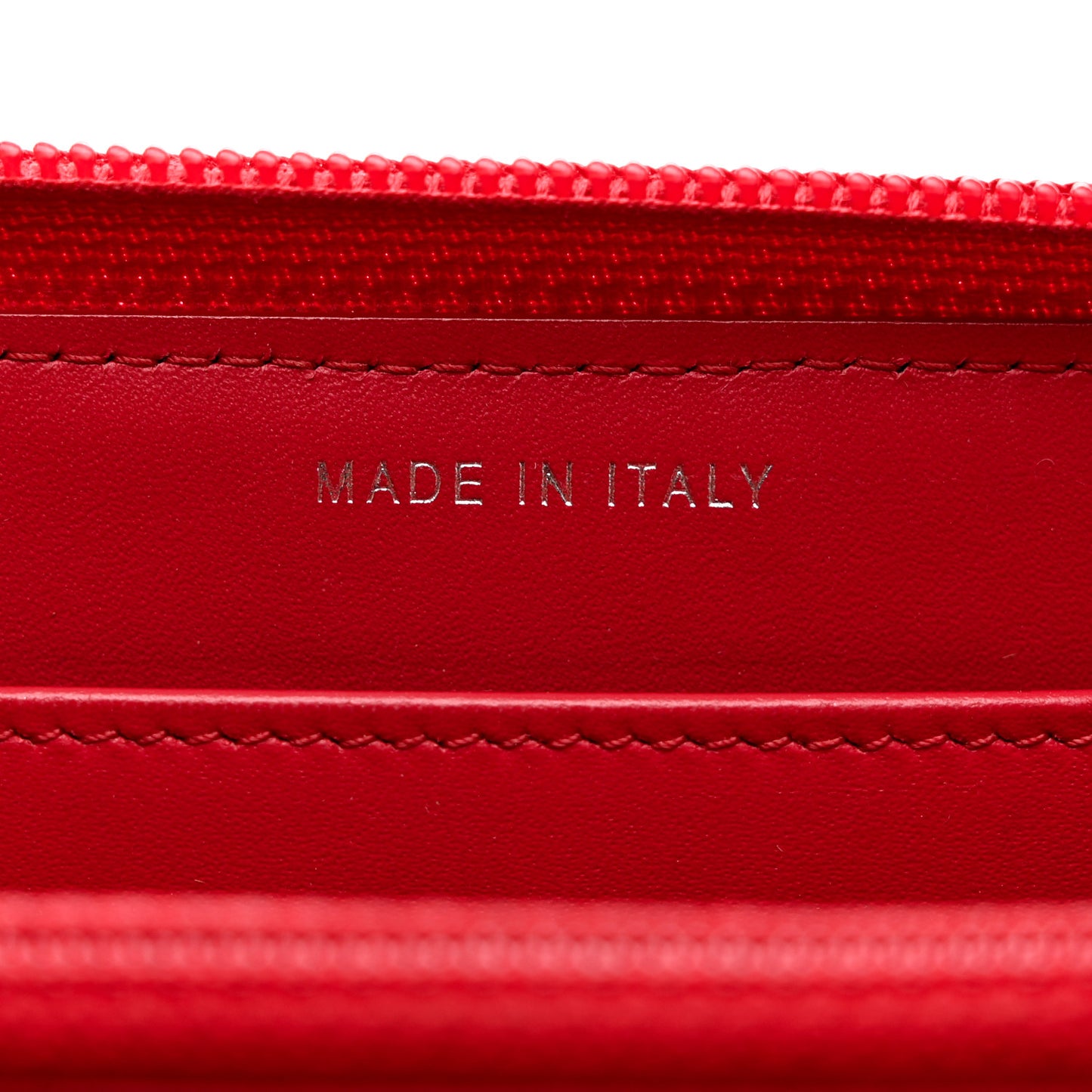 Patent Quilted Boy Zip Around Wallet Red
