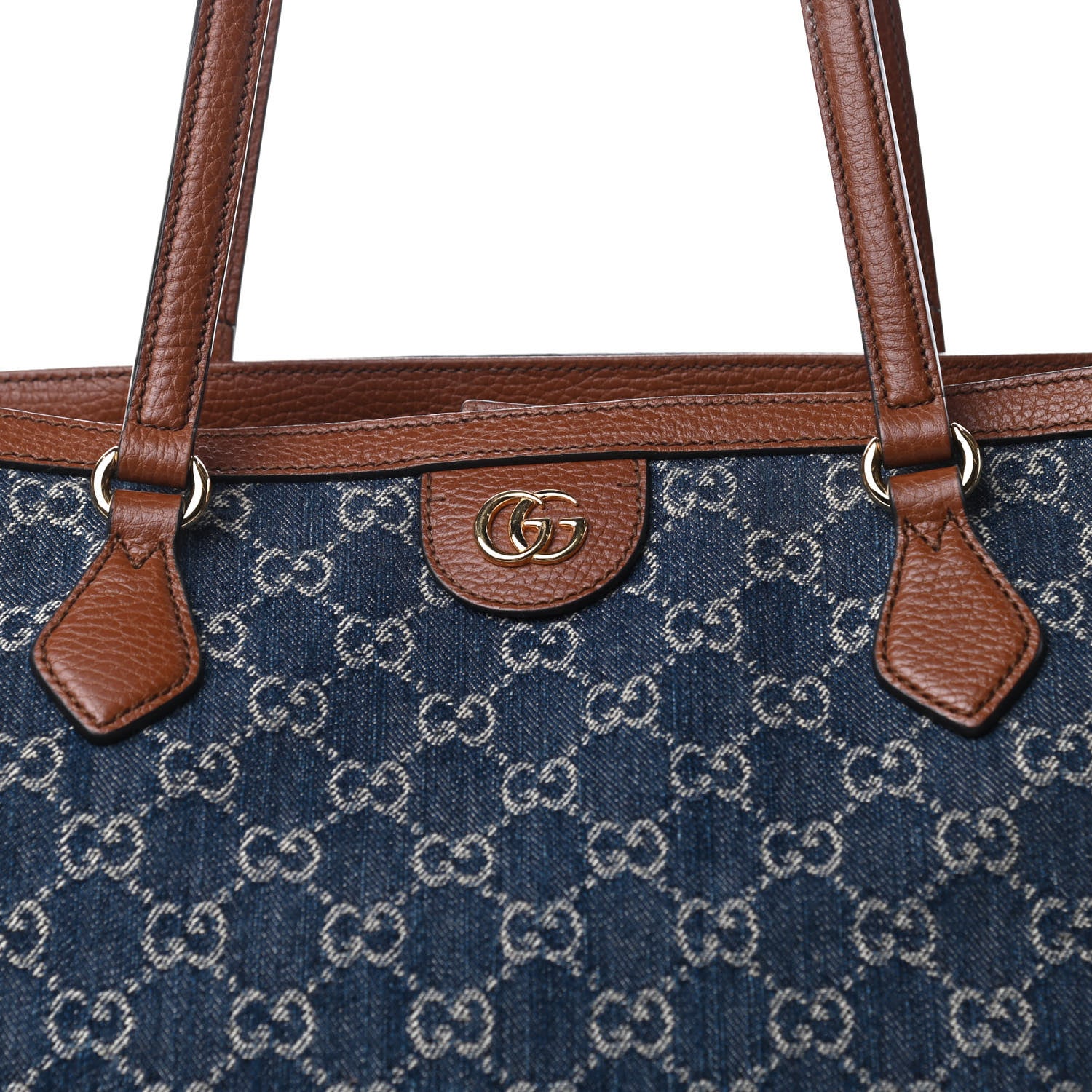 Gucci New Denim GG Monogram Medium Ophidia Shopping Tote Blue Tea Cuir 12 of 12