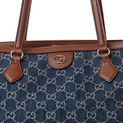 Gucci New Denim GG Monogram Medium Ophidia Shopping Tote Blue Tea Cuir 12 of 12