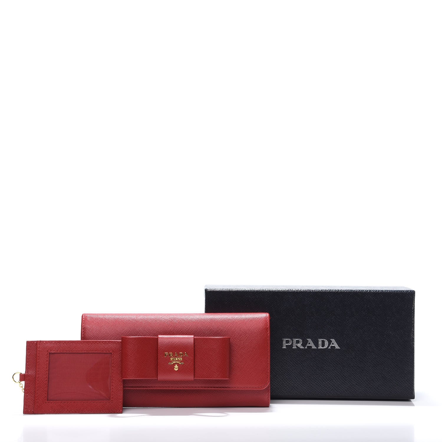 Prada Saffiano Fiocco Bow Continental Wallet Fuoco 11 of 11