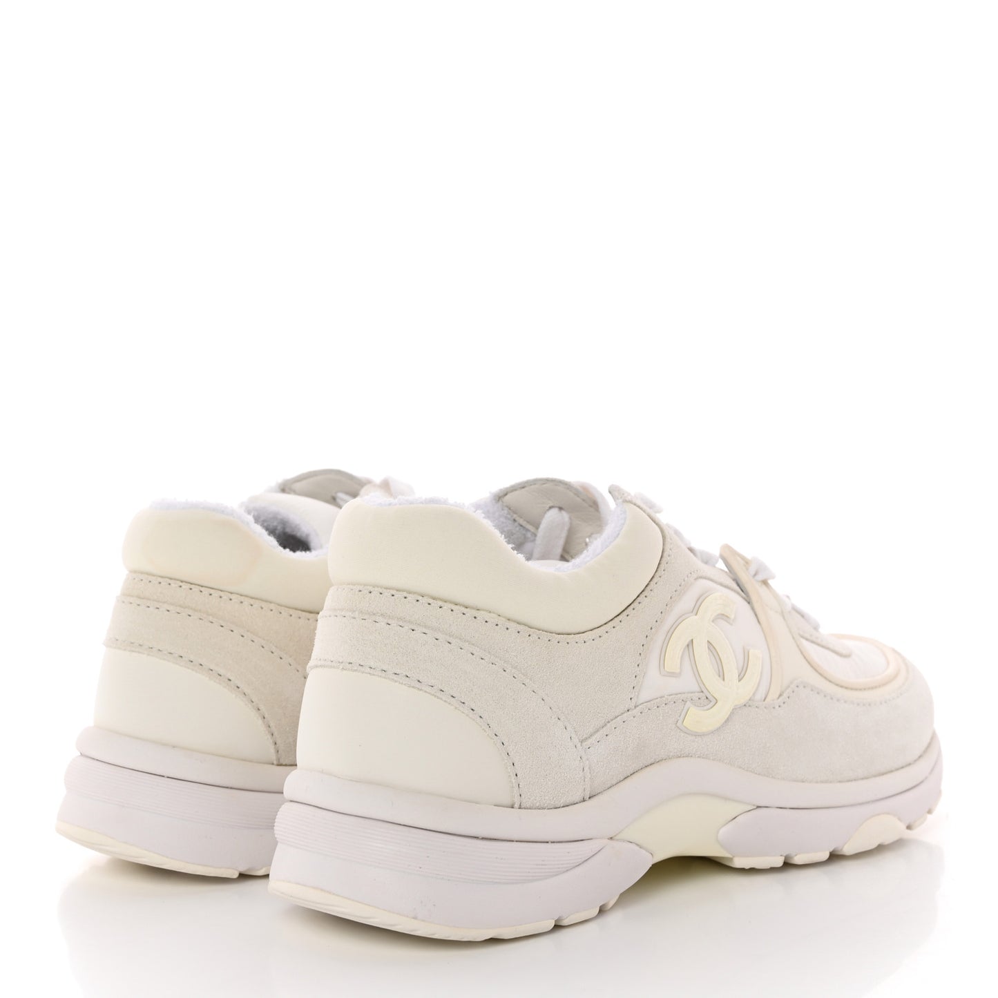 Calfskin Mixed Fibers CC Sneakers 36 White