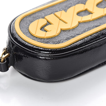 Gucci Patent Rubber Game Patch Logo Crossbody Bag Black 5 of 8