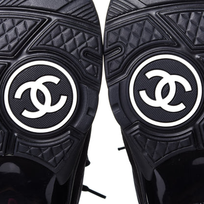 Chanel Nylon Calfskin Suede Calfskin CC Sneakers 38 Black 8 of 11