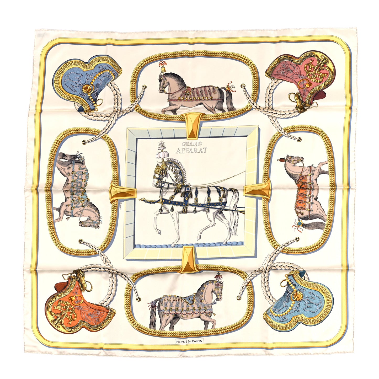 Silk Grand Apparat Forever Scarf 90 Creme Gold Multicolore