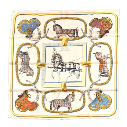 Hermes Silk Grand Apparat Forever Scarf 90 Creme Gold Multicolore 1 of 3
