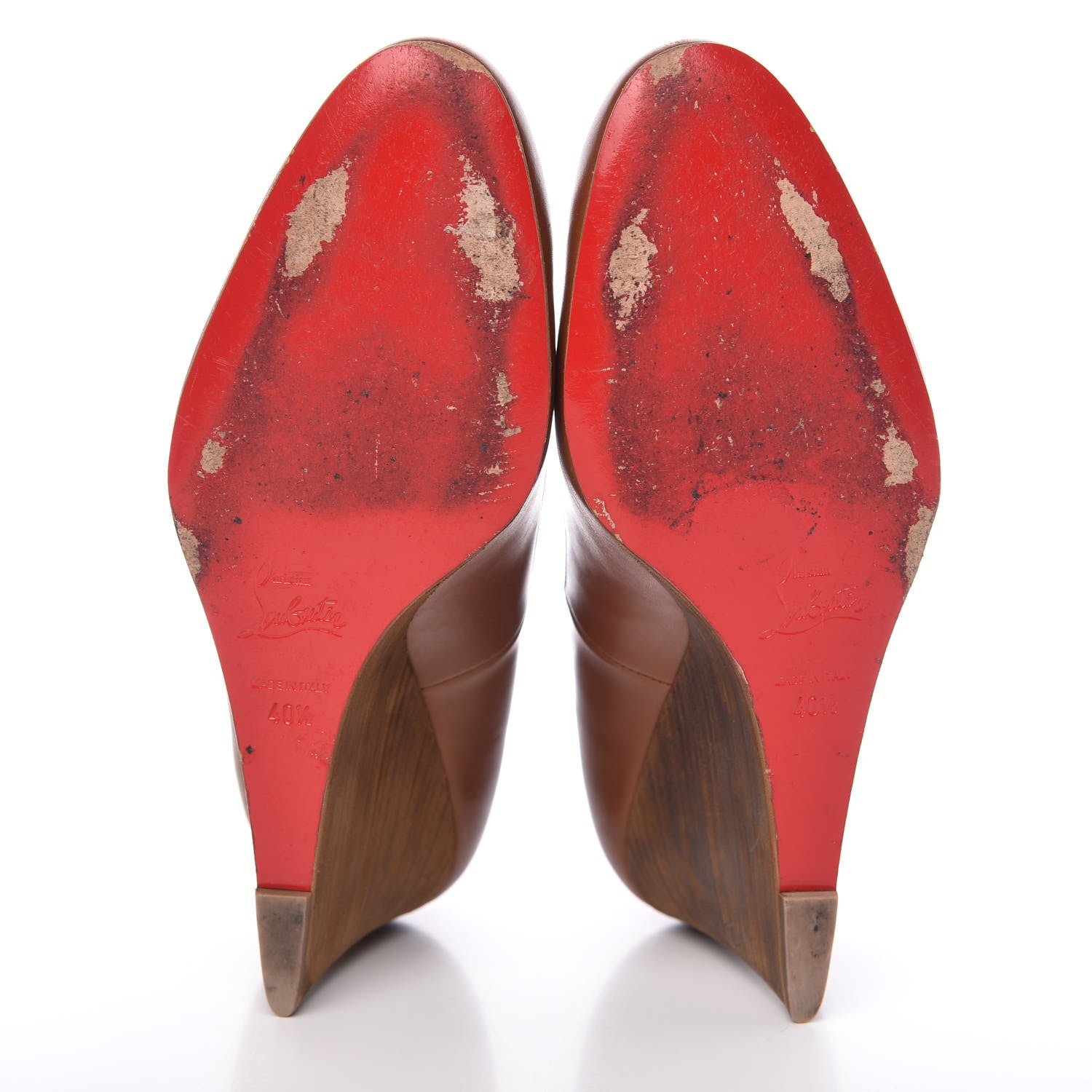Christian Louboutin Calfskin Ron Ron Zeppa 85 Wedges 40.5 Cognac 7 of 11