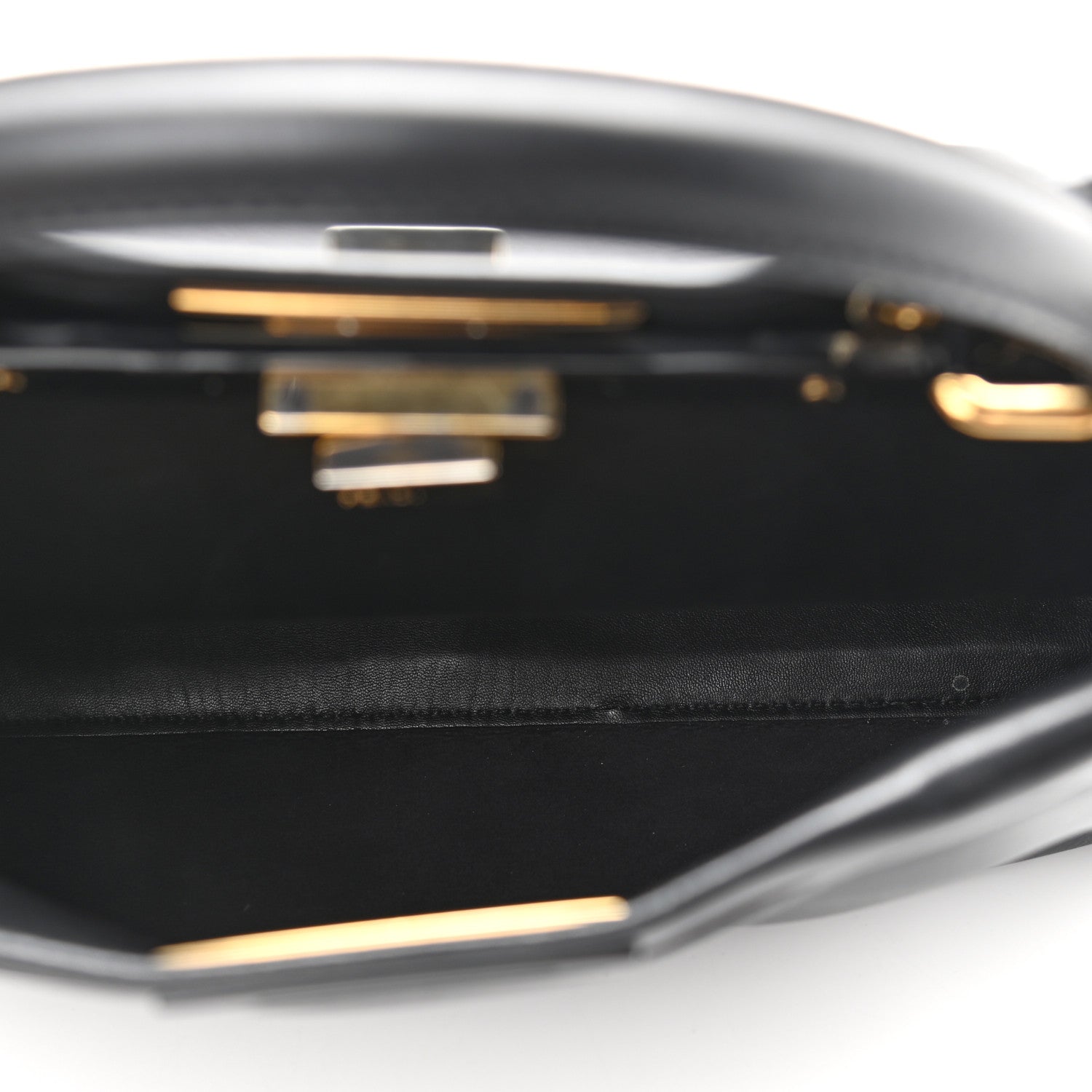 Fendi Vitello Seta Shiny Nappa Medium Peekaboo Iconic Satchel Black 5 of 10