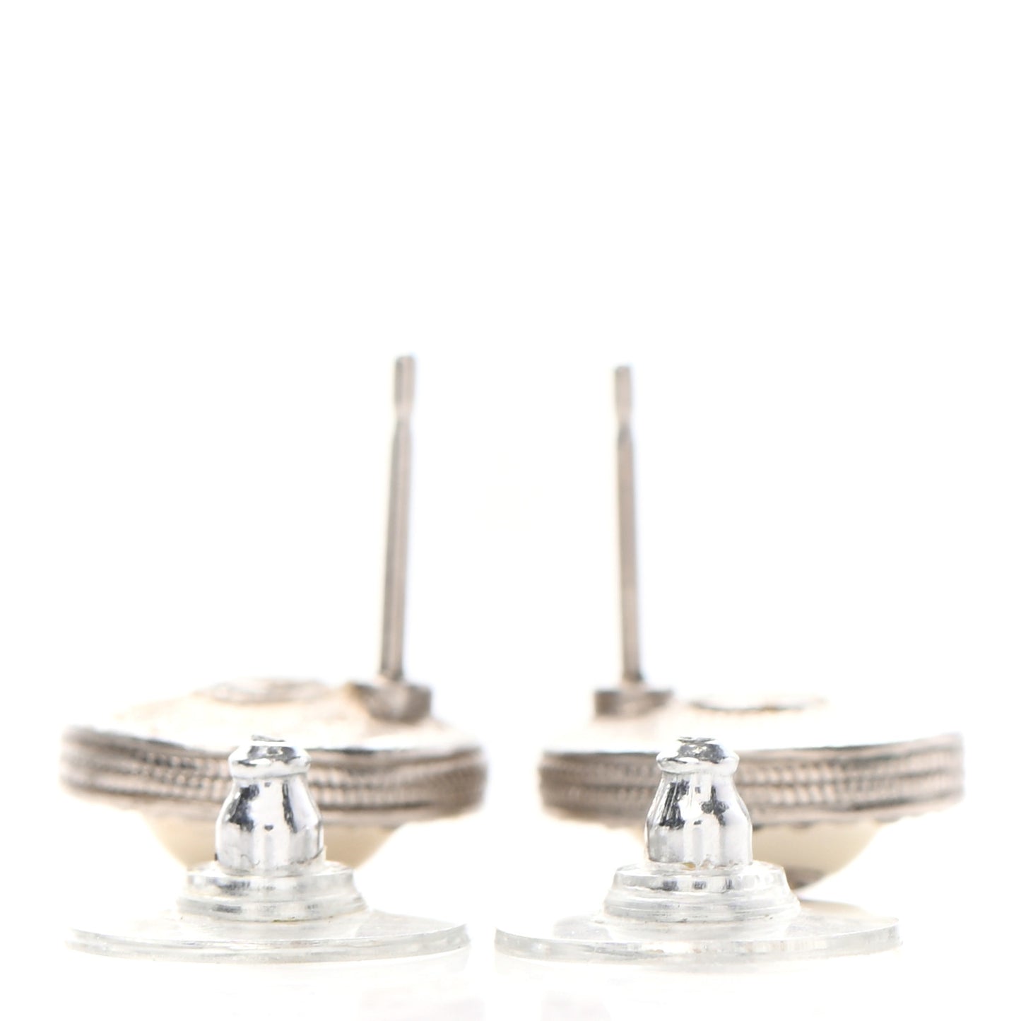 Pearl Crystal CC Round Earrings Light Gold