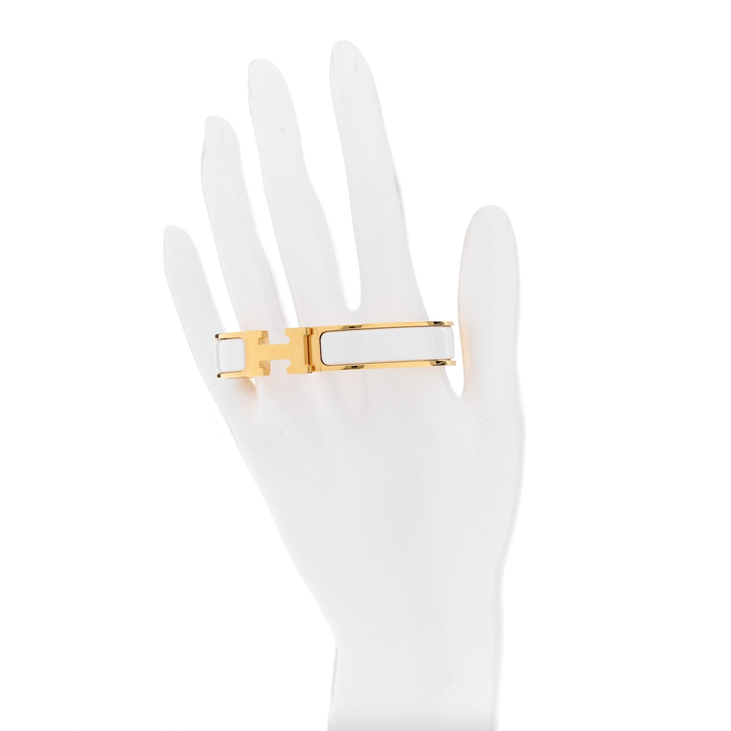 Hermes Enamel Narrow Clic Clac H Bracelet GM White 2 of 6