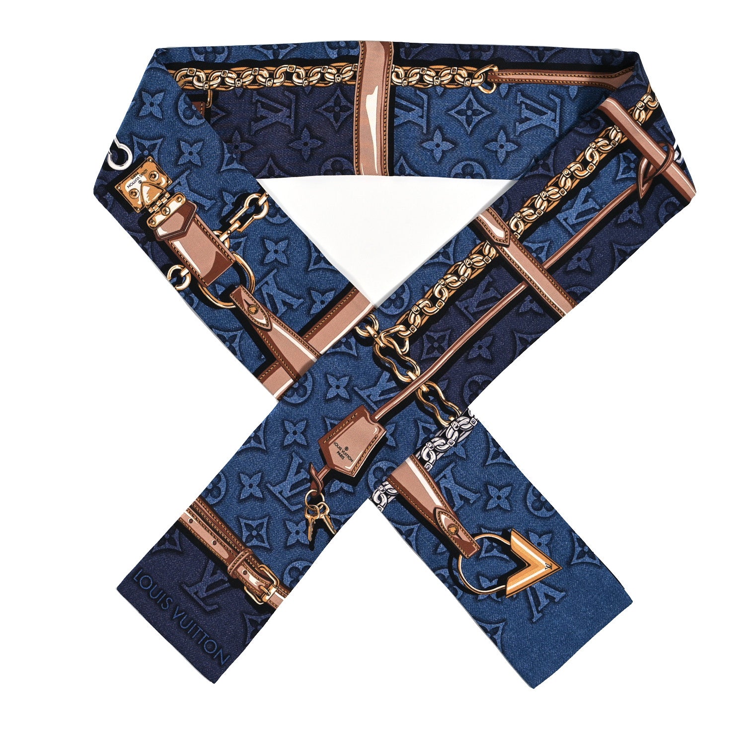 Louis Vuitton Silk Denimgram Confidential Bandeau Denim Blue 1 of 3
