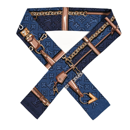 Louis Vuitton Silk Denimgram Confidential Bandeau Denim Blue 1 of 3