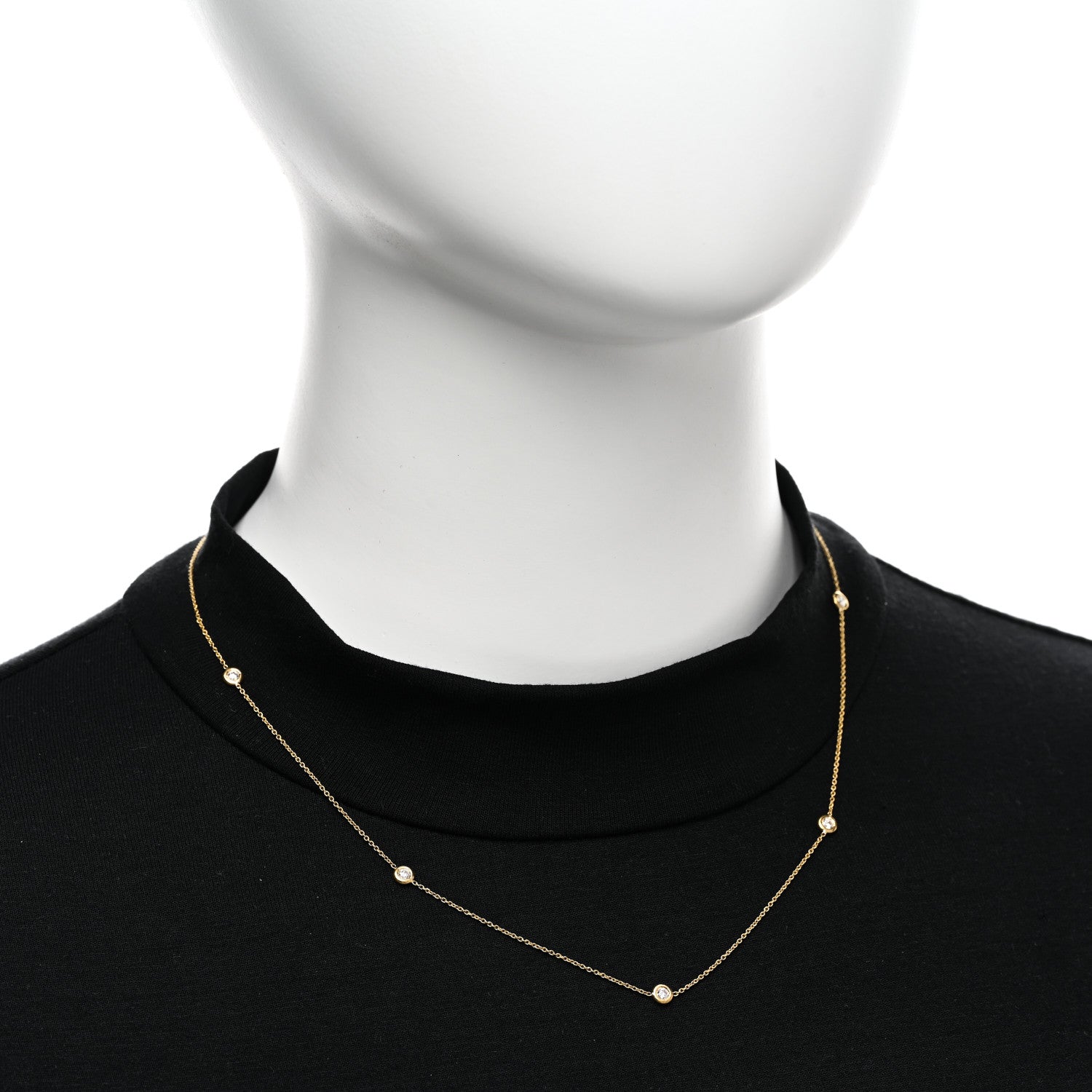 Roberto Coin 18K Yellow Gold Diamond .25ct Diamonds By The Inch Five Station Necklace 2 of 4