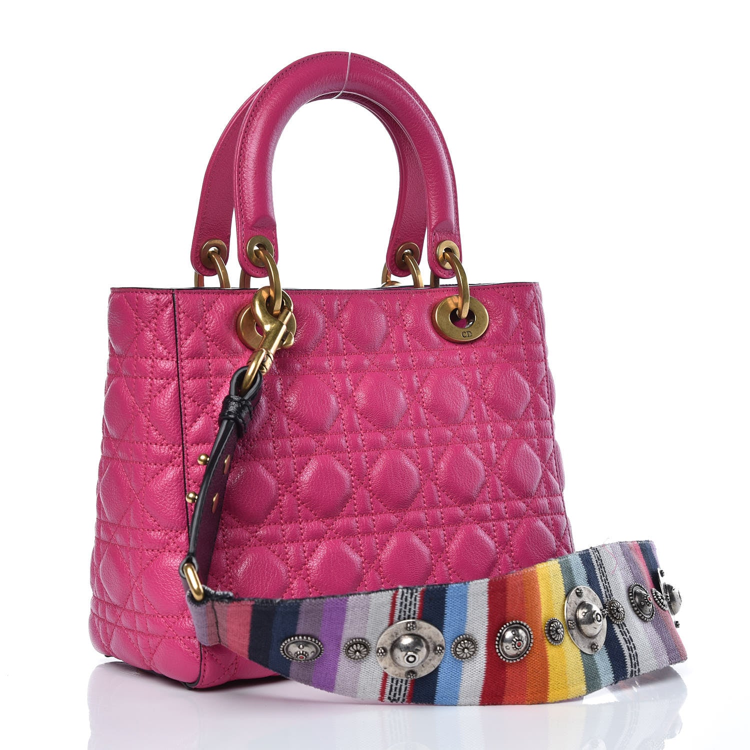 Christian Dior Goatskin Cannage Medium Lady Dior Fuchsia 3 of 10