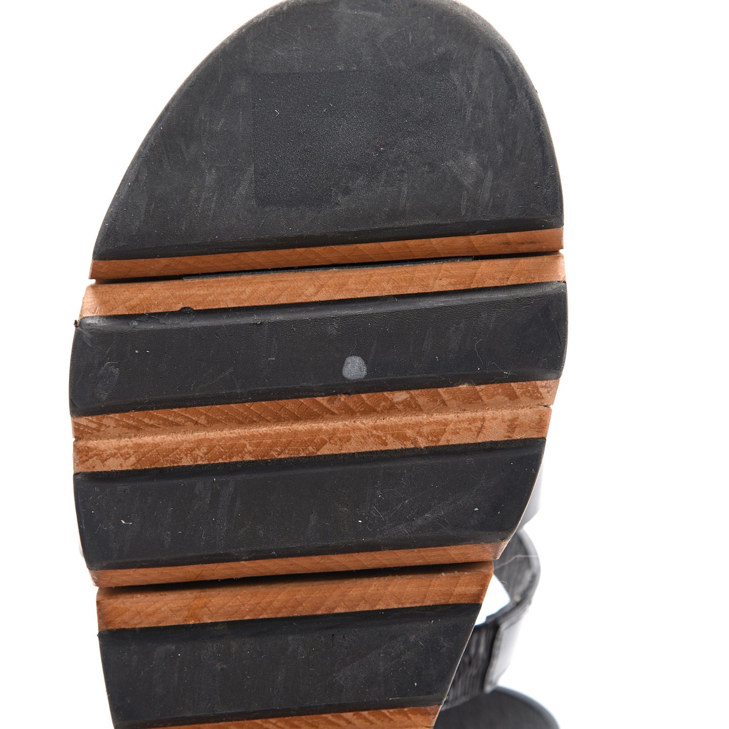 Iridescent Patent Calfskin CC Platform Sandal 37 Black