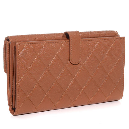 Chanel Caviar Quilted Long Flap Wallet Light Brown 3 of 9