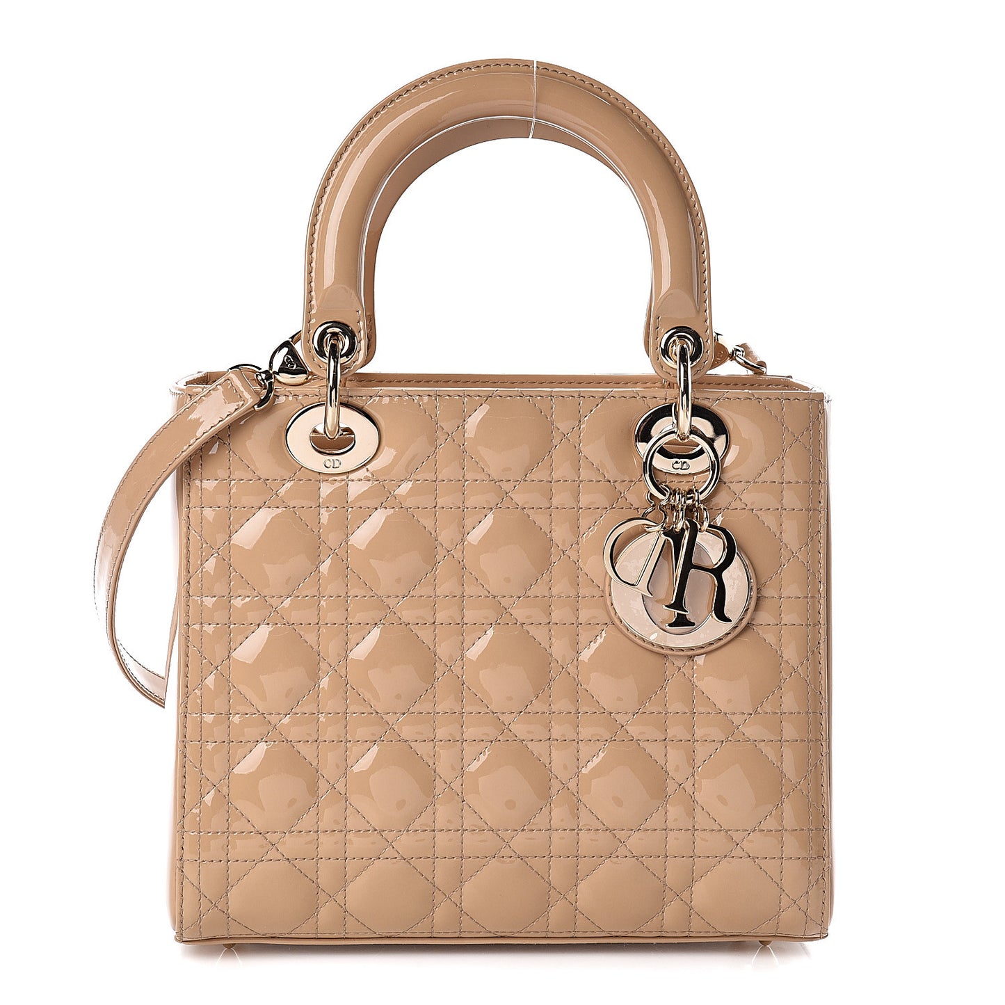 Patent Cannage Medium Lady Dior Beige